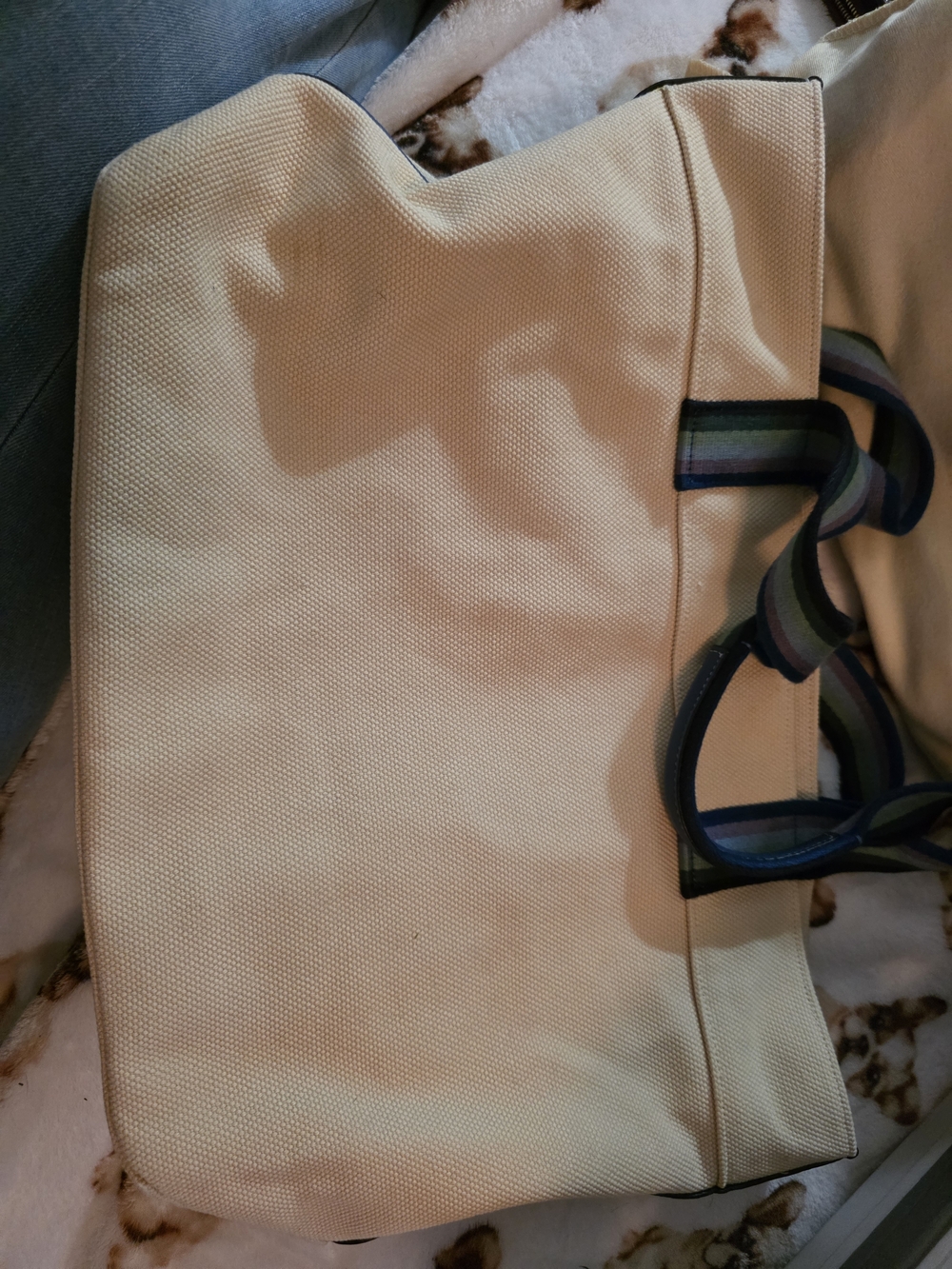 COACH New York Canvas Tote in Cream with Multicolor Logo - Picture 4 of 5